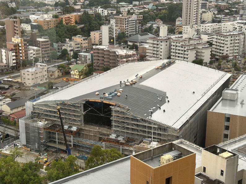 建設中の名城大学開学100周年記念アリーナ(タワー75より望む)
